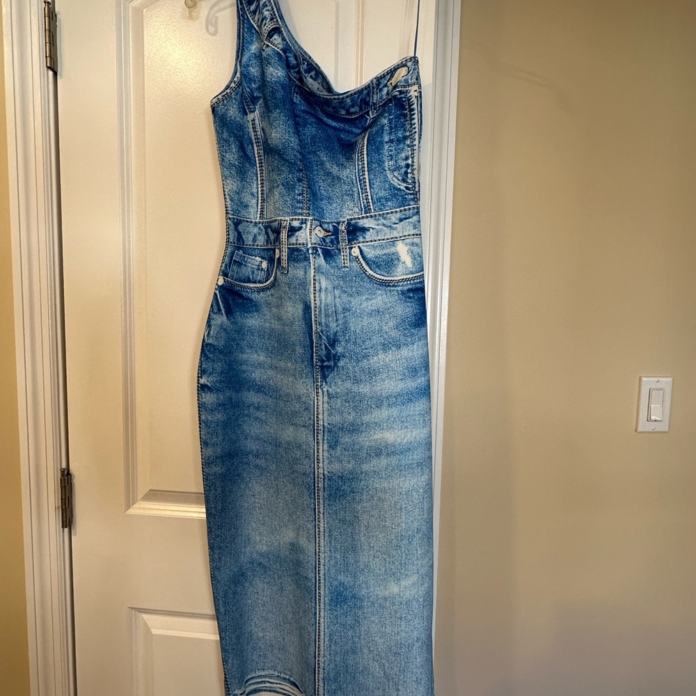 Her Bottari One Shoulder Long Dress - Denim Design - Large